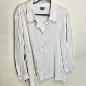 J Jill Top 3X Tunic Button Down Corduroy Cream Classic 100% Cotton